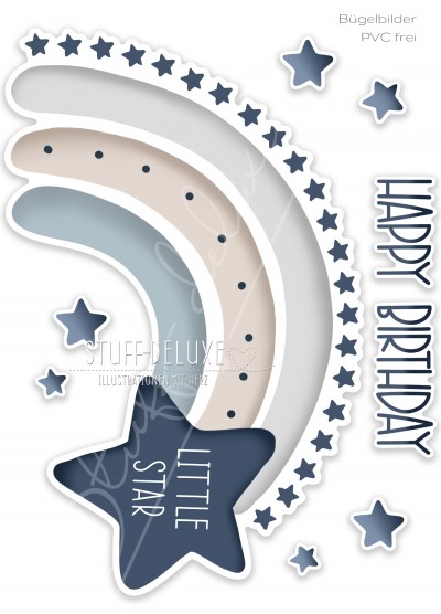 Bügelbild PVC frei Regenbogen Little Star Junge