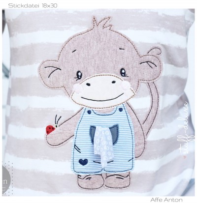 Affe Monkey Stickdatei Anton 