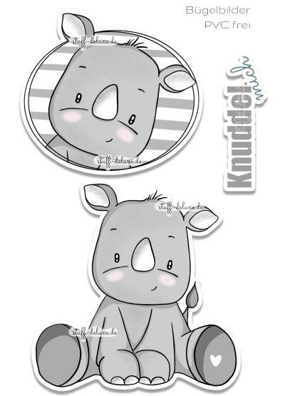 Bügelbild PVC frei Nashorn Nico
