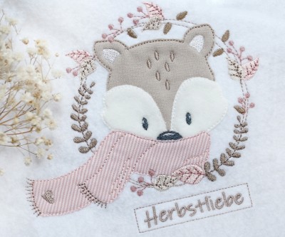 Herbstfuchs Button + Stickpatch Herbstliebe 18x30