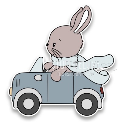 Hase Henry im Cabrio Plottervorlage