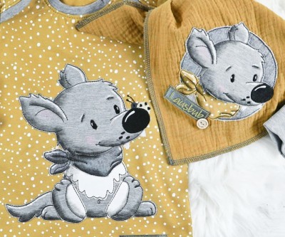 3in1 Wölfchen kompl. + Button + Patch 13x18